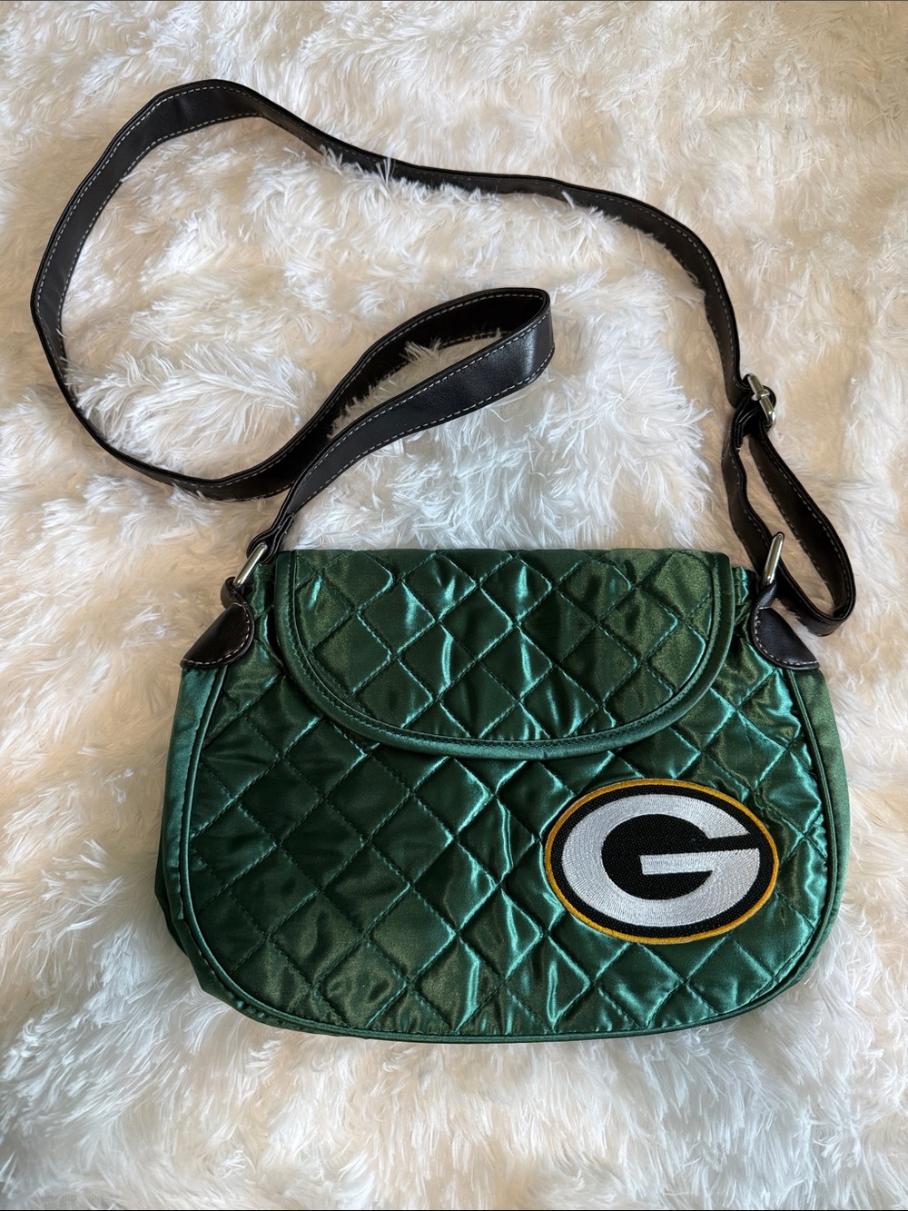 Green Bay Packers Quilted Crossbody Bag with Team G Patch